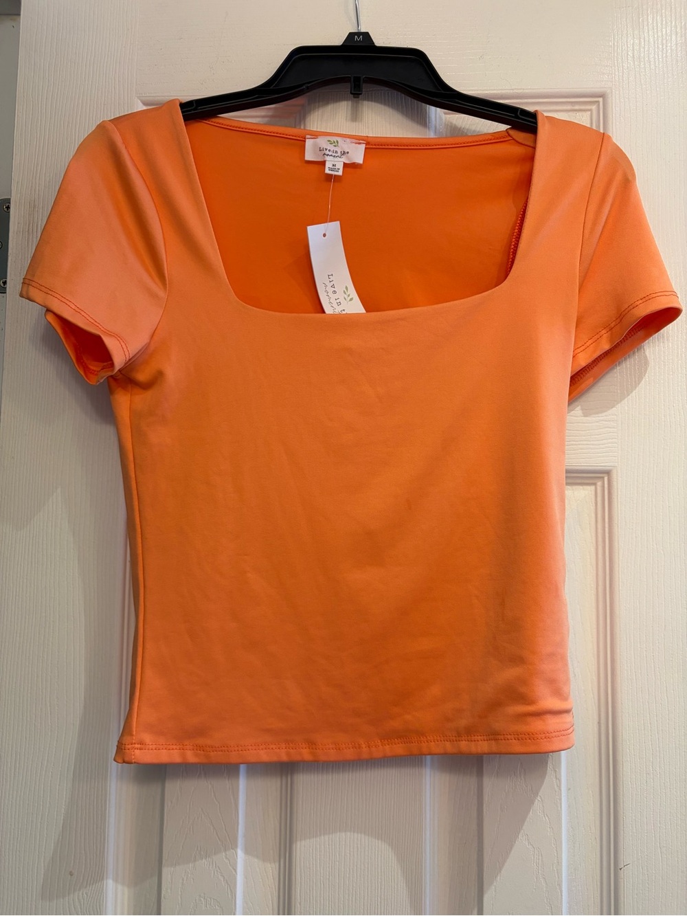 Square Neck Crop Top in Vibrant Orange - Women
